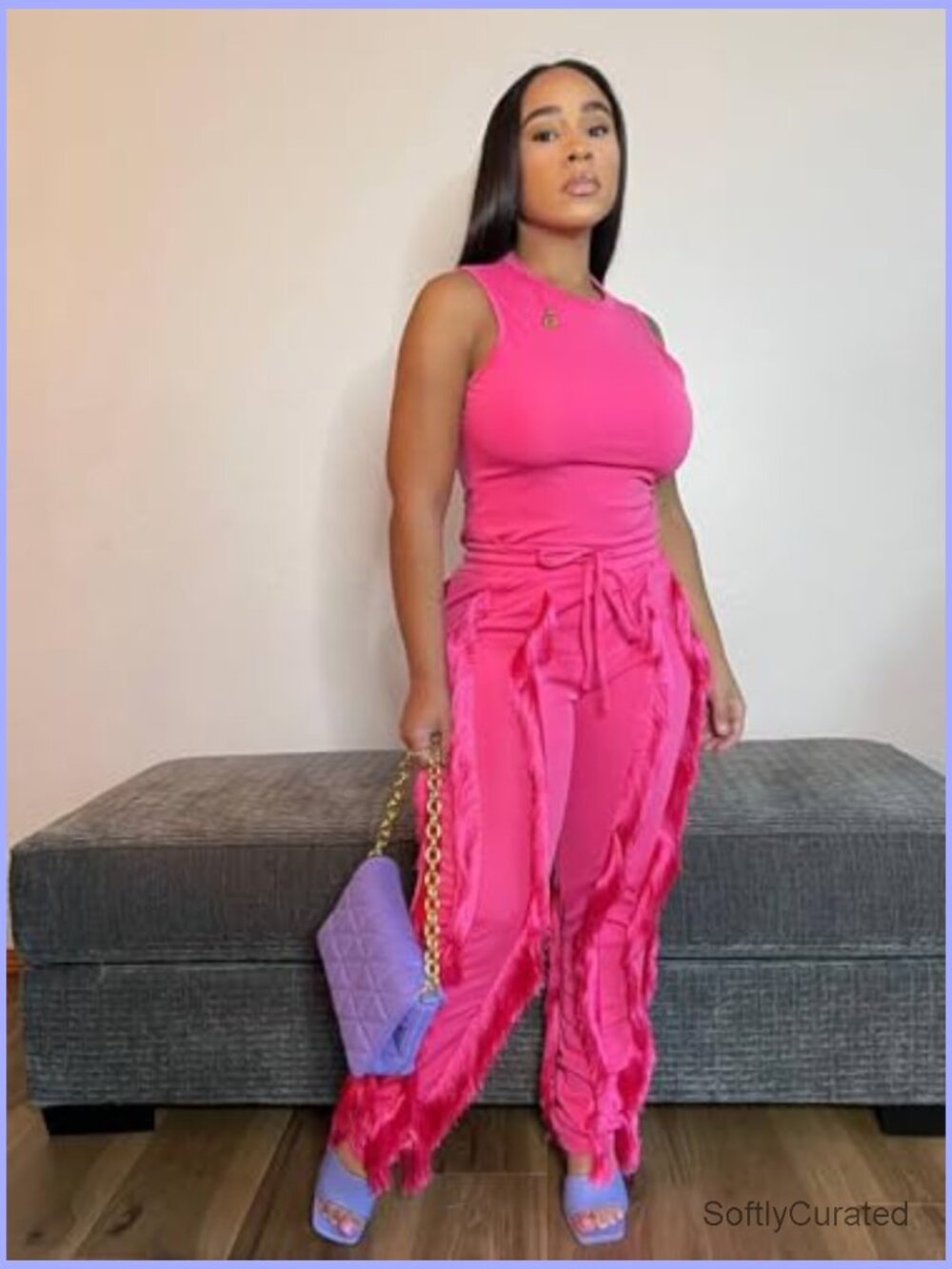 Sexy Fringe Pants Set 2 Piece Outfits Club Party Crop Top - Picture 4 of 7